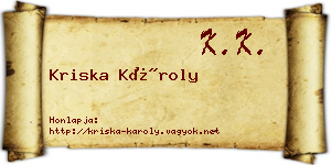 Kriska Károly névjegykártya